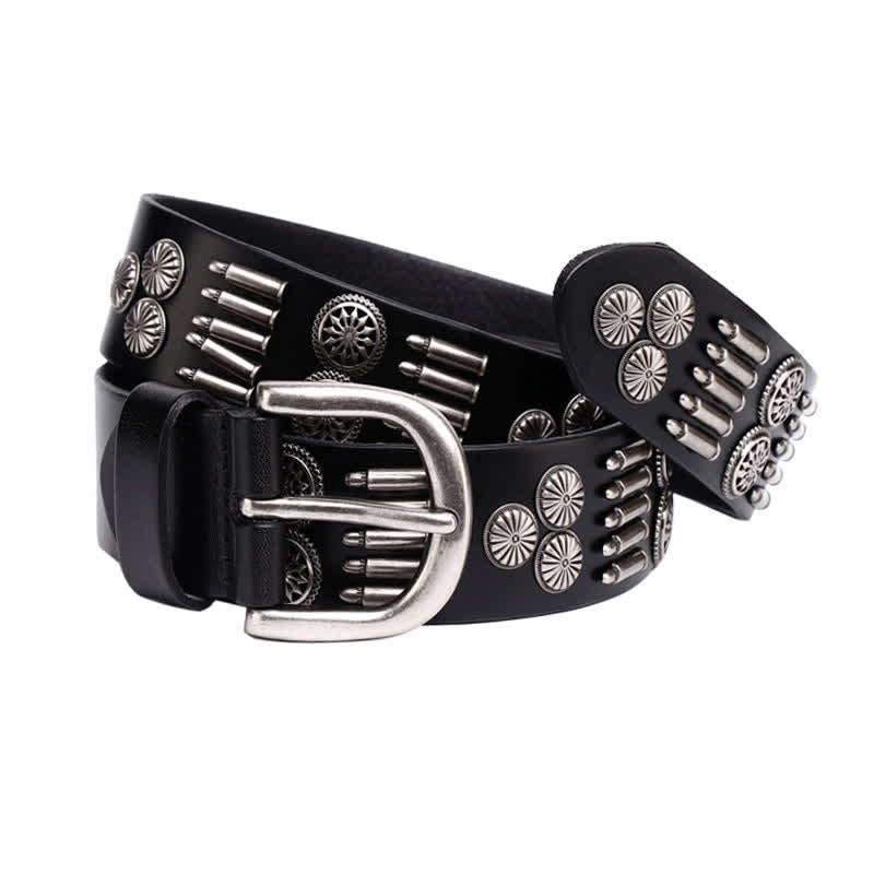 Fashion Punk Rock Metal Bullet Rivets Leather Belt