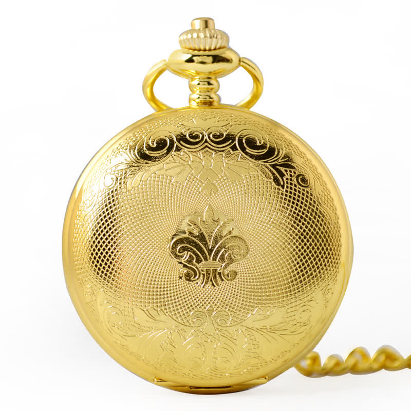 Retro Golden Mechanical Pocket Watch with Chain