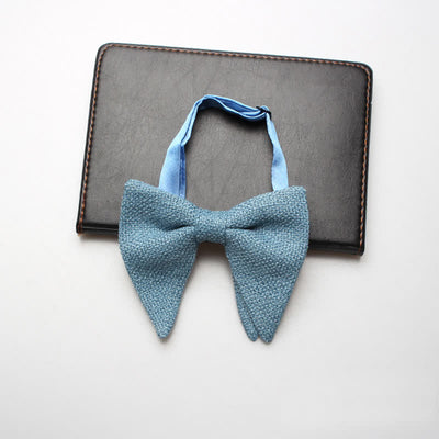 Men's Weave Linen Cotton Oversized Pointed Bow Tie