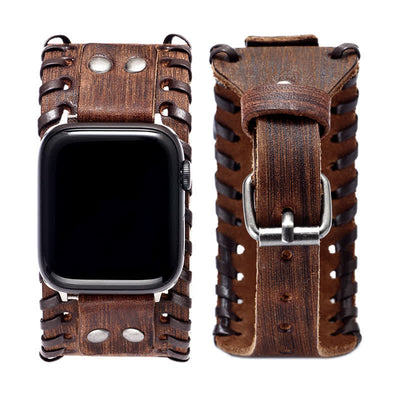 Vintage Cowhide Weave Strap Leather Watch Band