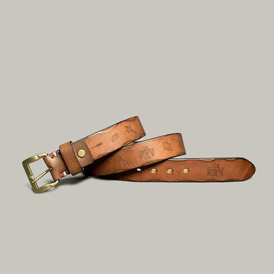 Casual Retro Laser Engraved Totem Pattern Leather Belt