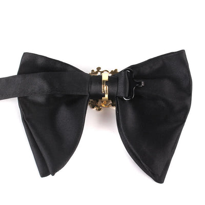Men's Black Butterfly Rhinestone Oversized Pointed Bow Tie
