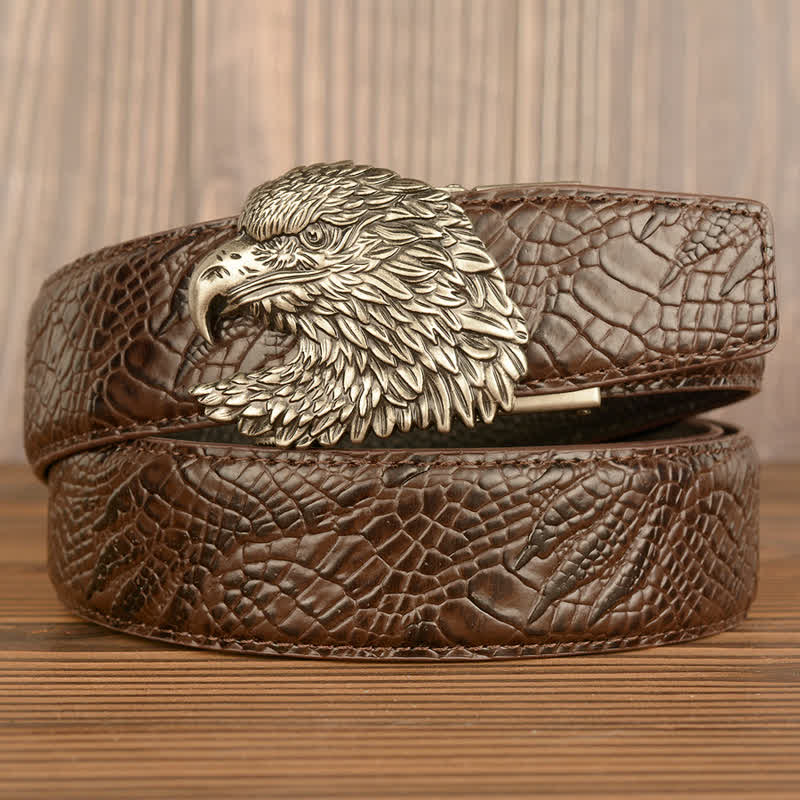 Men's Eagle Cool Alligator Claw Pattern Leather Belt