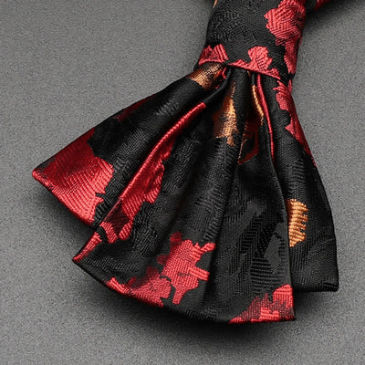 Men's Black & Red Falling Floral Bow Tie