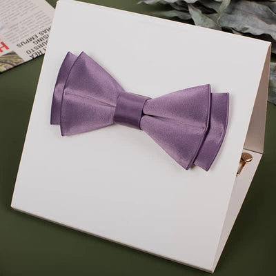 Men's Purple Mercerized Solid Color Bow Tie