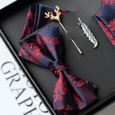 5Pcs Men's Iris Pttern Fashion Wedding Bow Ties Gift Box