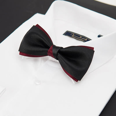 Men's Charming Black & Red Double Layered Bow Tie