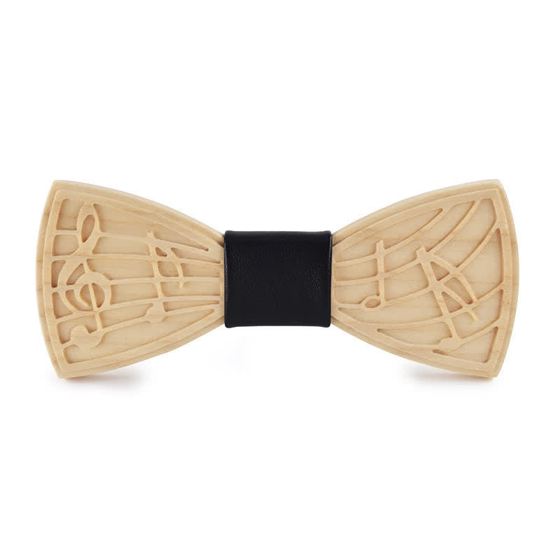 Men's Novelty Music Engraving Wooden Bow Tie