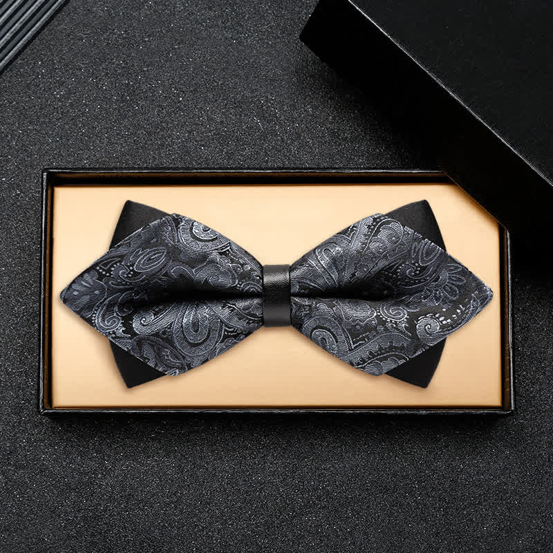 Men's Stalish Paisley Double Layers Pionted Bow Tie