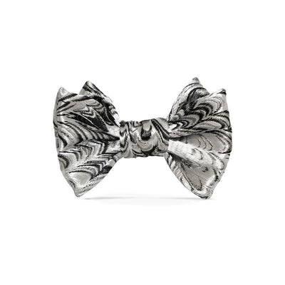 Men's Handmade Shiny Silver Gray Pattern Bow Tie