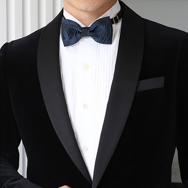 Men's Evening Navy 3D Leaves Jacquard Bow Tie