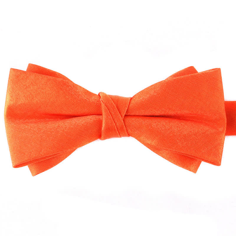 Men's Gloss Double Layer Solid Color Bow Tie
