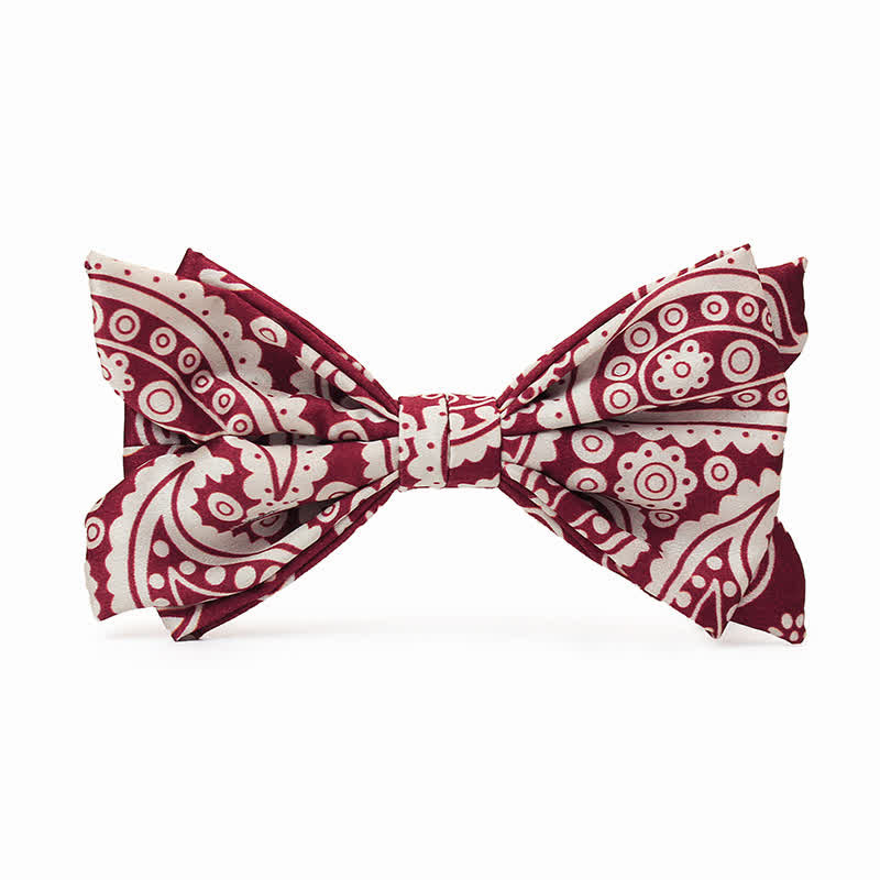 Men's Red & White Cashew Polka Dot Printed Bow Tie