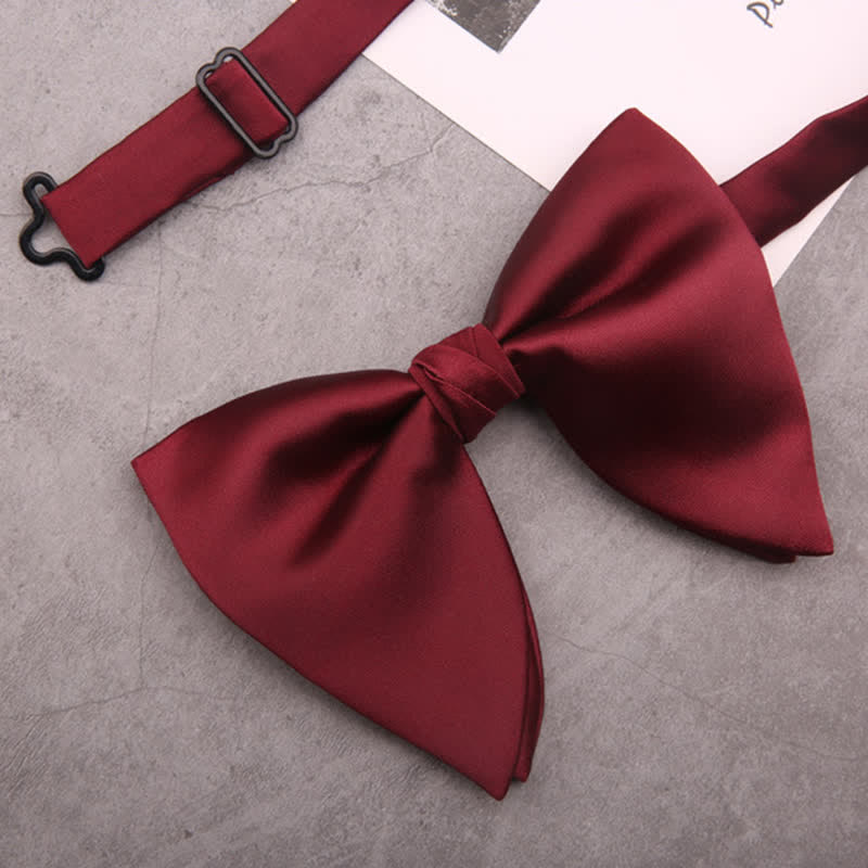 Men's British Style Solid Color Oversized Pointed Bow Tie