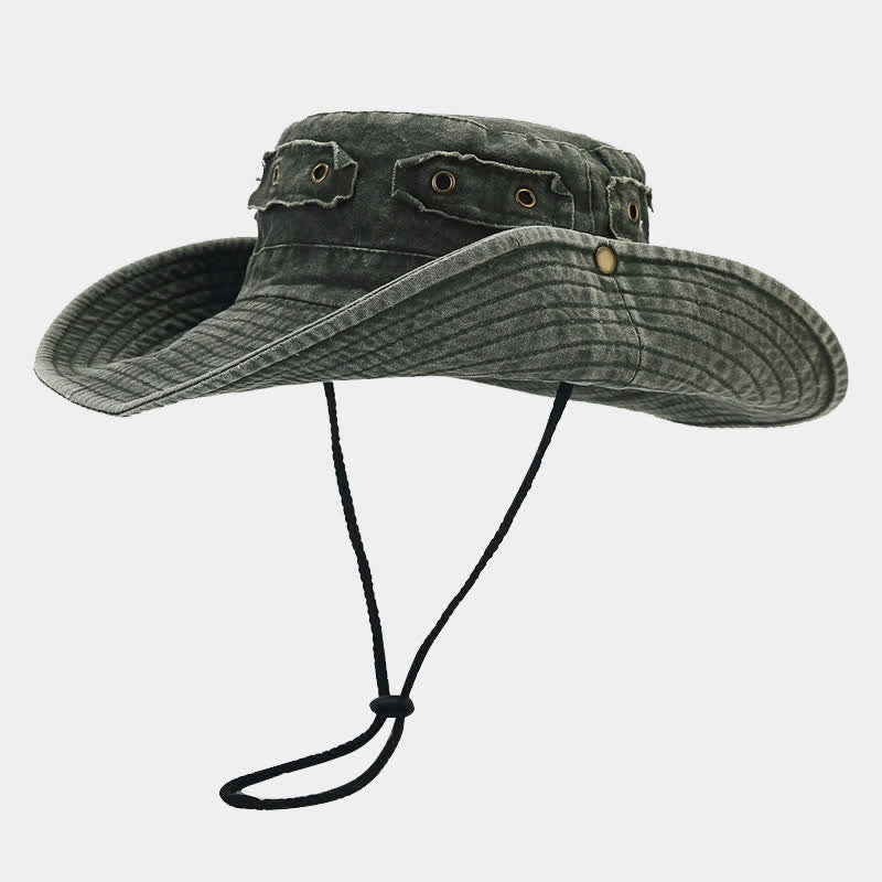 Unisex Denim Patch Sun Protection Bucket Hat