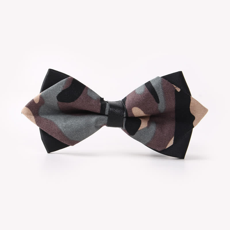 Men's Floral Double Layers Pointed Cotton Bow Tie