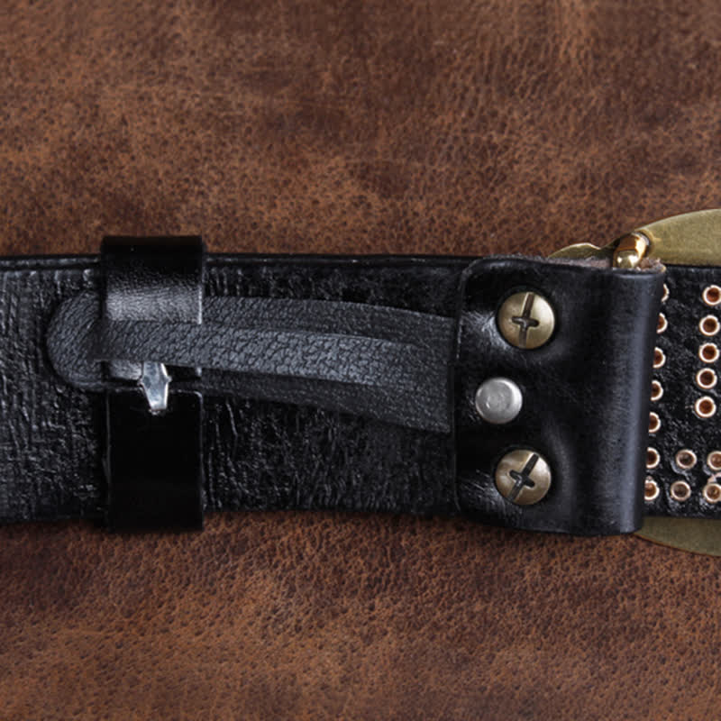 Men's Lion Claws Heavy Metal Rivets Leather Belt