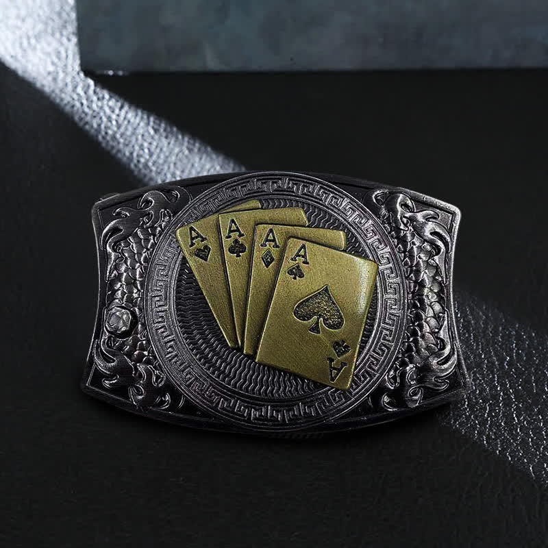 Men's DIY Gold Poker Hidden Folding Knife Leather Belt