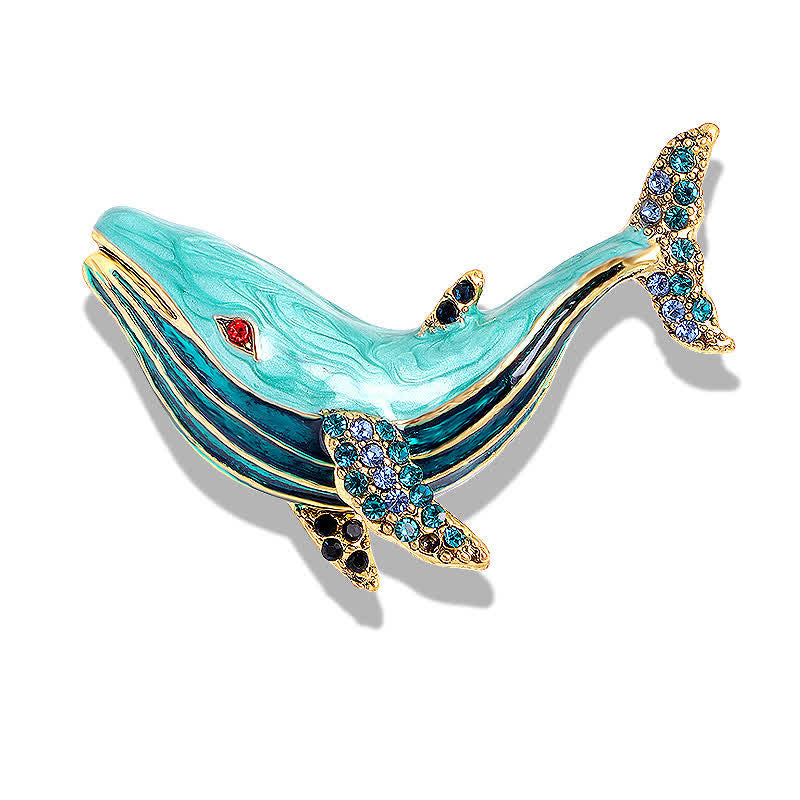 Women's Treasure Whale Enamel Brooch