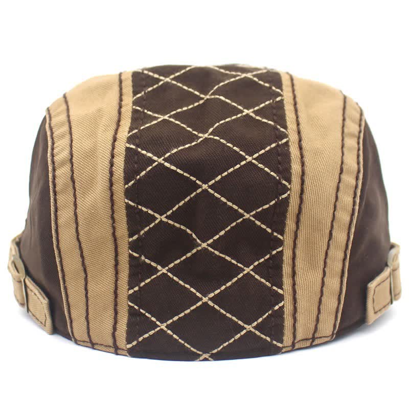 Vintage Embroidery Plaid Patchwork Beret Cap