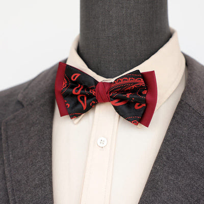 Men's Personality Paisley Double Layered Bow Tie