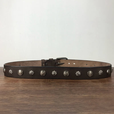 Retro Metal Rivet Studded Casual Jeans Leather Belt