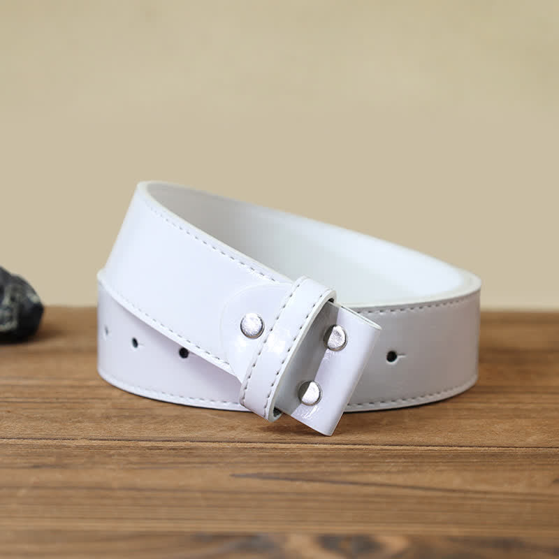 Men's DIY Silver Longhorn Bull Square Buckle Leather Belt