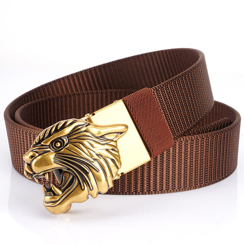 Men's Roaring Tiger Head Nylon Belt