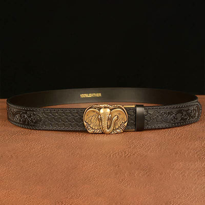 Men's Big-Eared Elephant Leather Belt