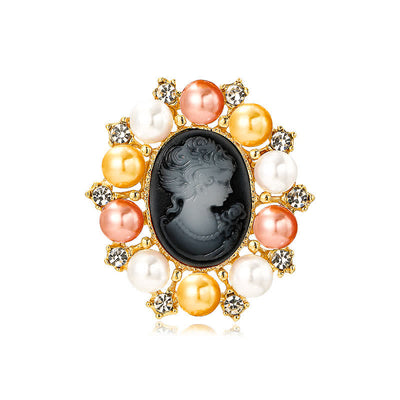 Women's Palace Relief Beauty Pearl Brooch