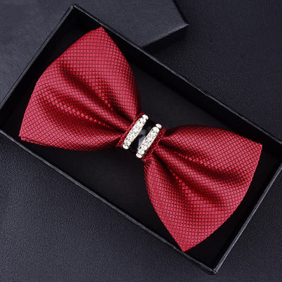 Men's Floral Paisley Striped Rhinestone Bow Tie