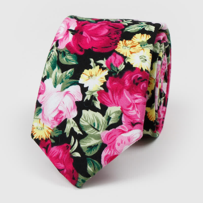 Men's Floral Printed Cotton Necktie