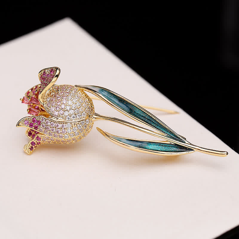 Women's Deep Love Tulip Brooch