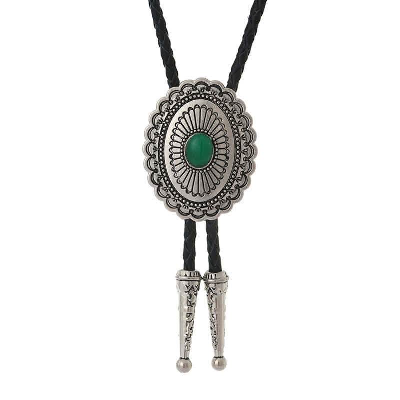 Art Green Natural Stone Tribal Style Bolo Tie