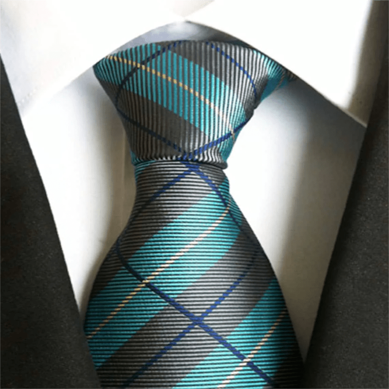 Men's Plaid Zipper Tie Argyle Necktie