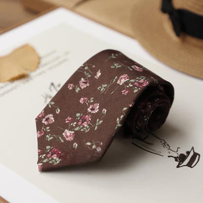 2Pcs Men's Romantic Muted Floral Necktie Set