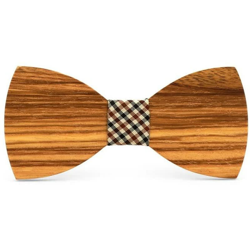 Men's Natural Wood Grain Wooden Bow Tie