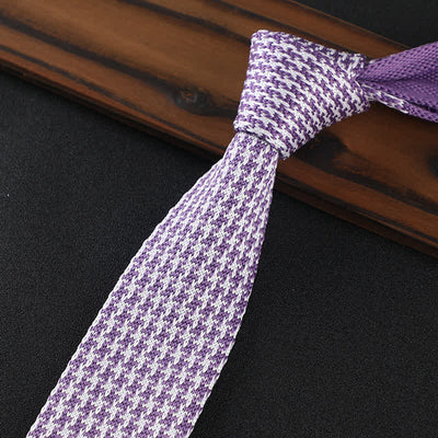 Men's Houndstooth Plaid Knitted Necktie