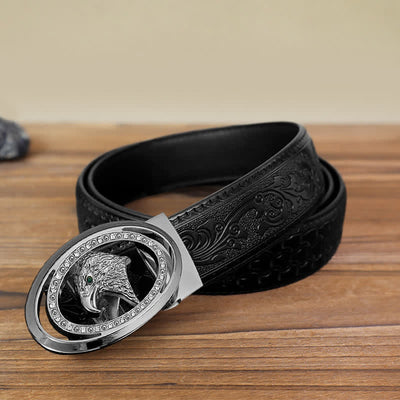 Men's DIY Rhinestone Eagle Automatic Buckle Leather Belt