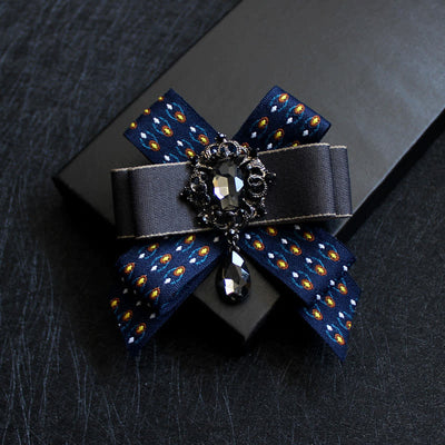 Luxury Blue Rhinestone Waterdrop Bow Tie