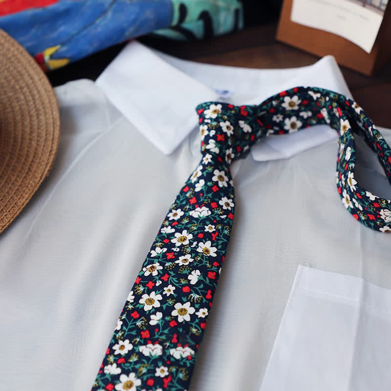 Men's Romantic Floral Skinny Necktie