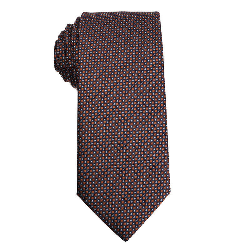 Men's Coffee Brown Series Micro Checks Necktie