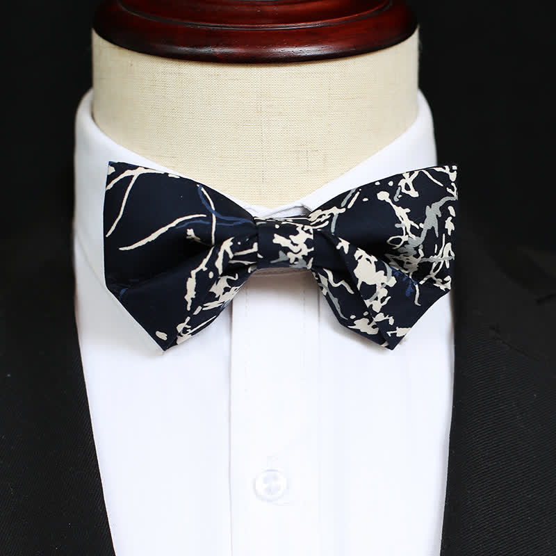 Men's Navy Blue & White Graffiti Bow Tie