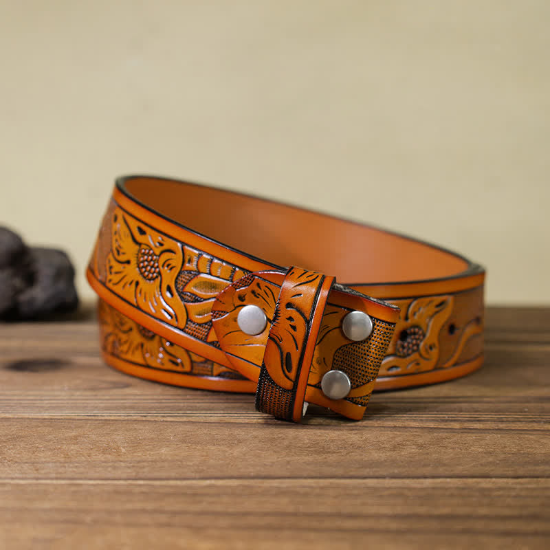 Men's DIY Eagle On Stone Buckle Leather Belt