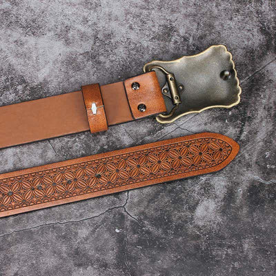 Men's Western Turquoise Stone Embellishment Leather Belt