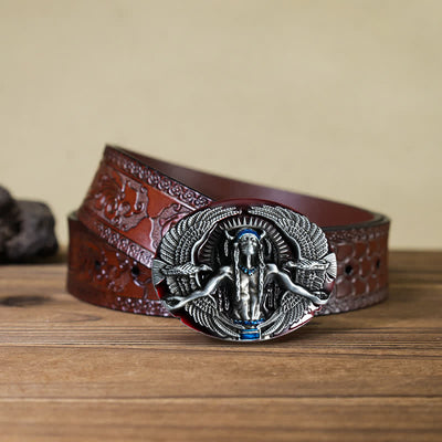 Men's DIY Indian Great Spirit Buckle Leather Belt