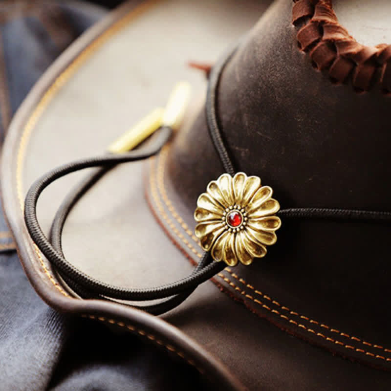 Retro Flower Shaped Red Glaze Inlaid Bolo Tie