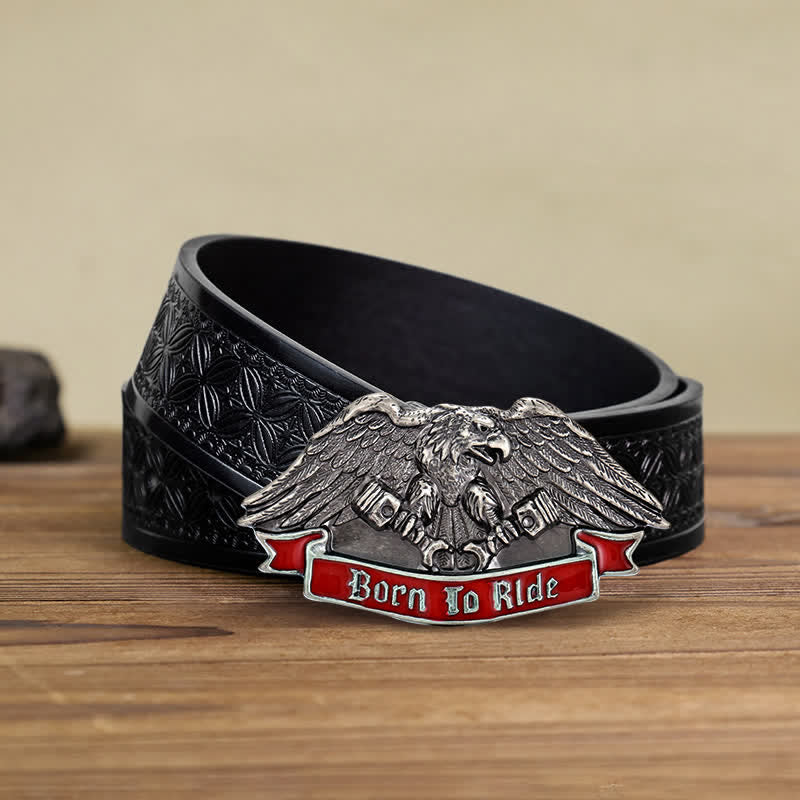 Men's DIY Born To Ride Eagle Buckle Leather Belt