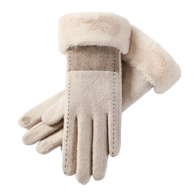 Women's Soft Plush Cozy Heart Touch Screen Gloves