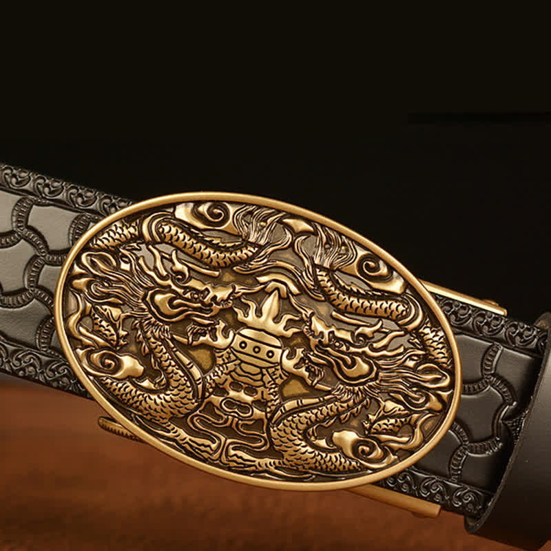 Men's Double Dragon Battling Leather Belt